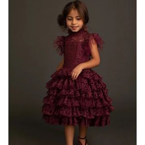 NWT Joyfolie Anouk Petticoat Dress in Burgundy with Coordinating Velvet Jacket